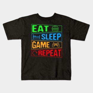 Gaming Eat Sleep Game Repeat Gift Multiplayer Video Games Kids T-Shirt